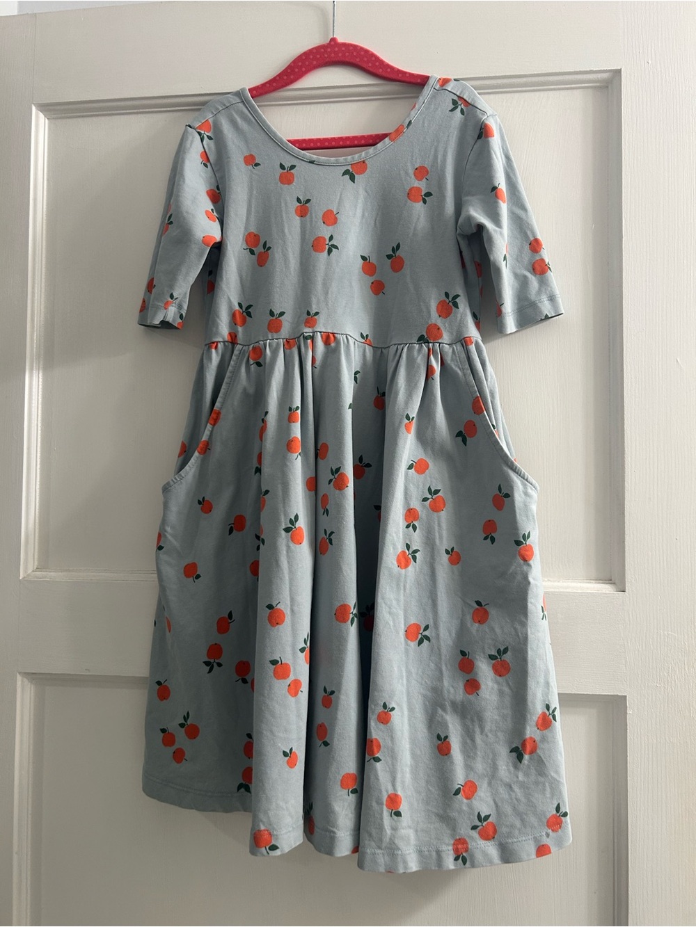 Hanna Andersson Light Blue Dress with Apple print Size 130/US8